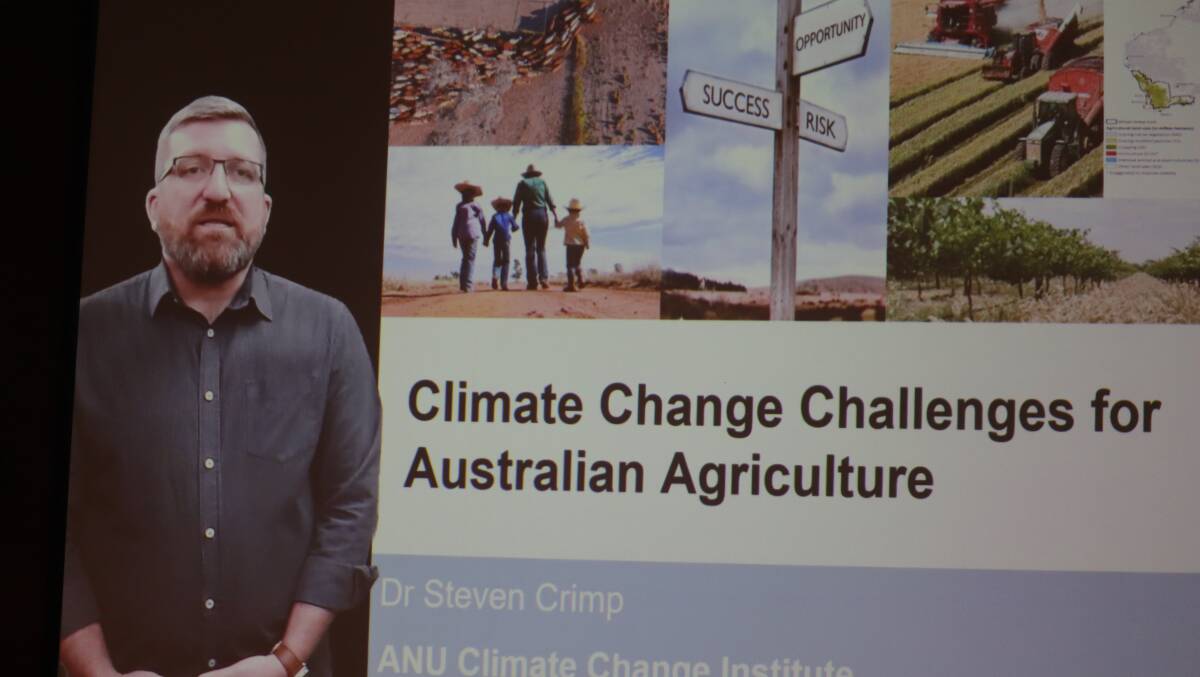 Australian National University Climate Change Institute research fellow Steven Crimp delivered his keynote address via video.
