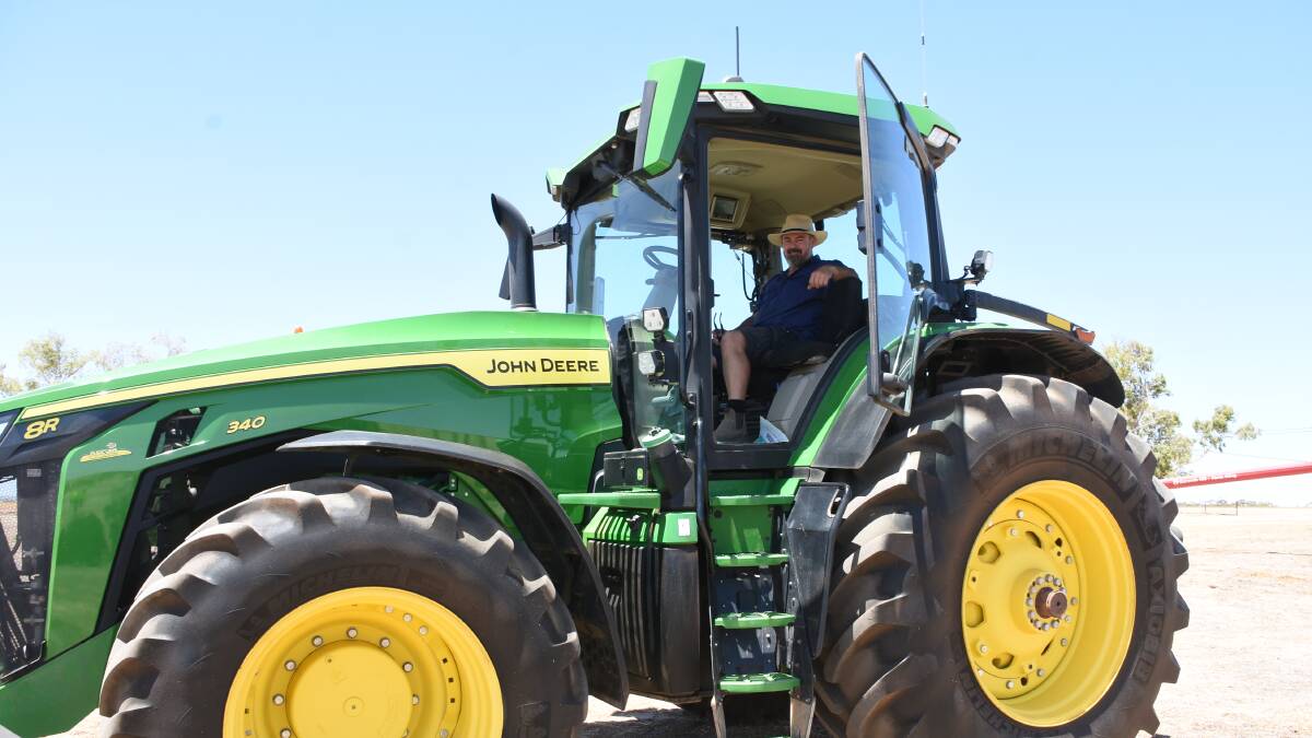 Bindi Bindi farm Toby Ellis tried out the 2021 John Deere 8R340 tractor before the sale and when it went under the hammer Mr Ellis purchased it for the days $370,000 second top price.