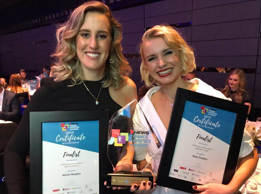 DPIRD development officer, Daisy Goodwin (right), recently won the 2019 WA Young Achiever WAFarmers and Rural Bank Agriculture Award, pictured with DPIRD development officer, Mariah Maughan, who was a finalist.