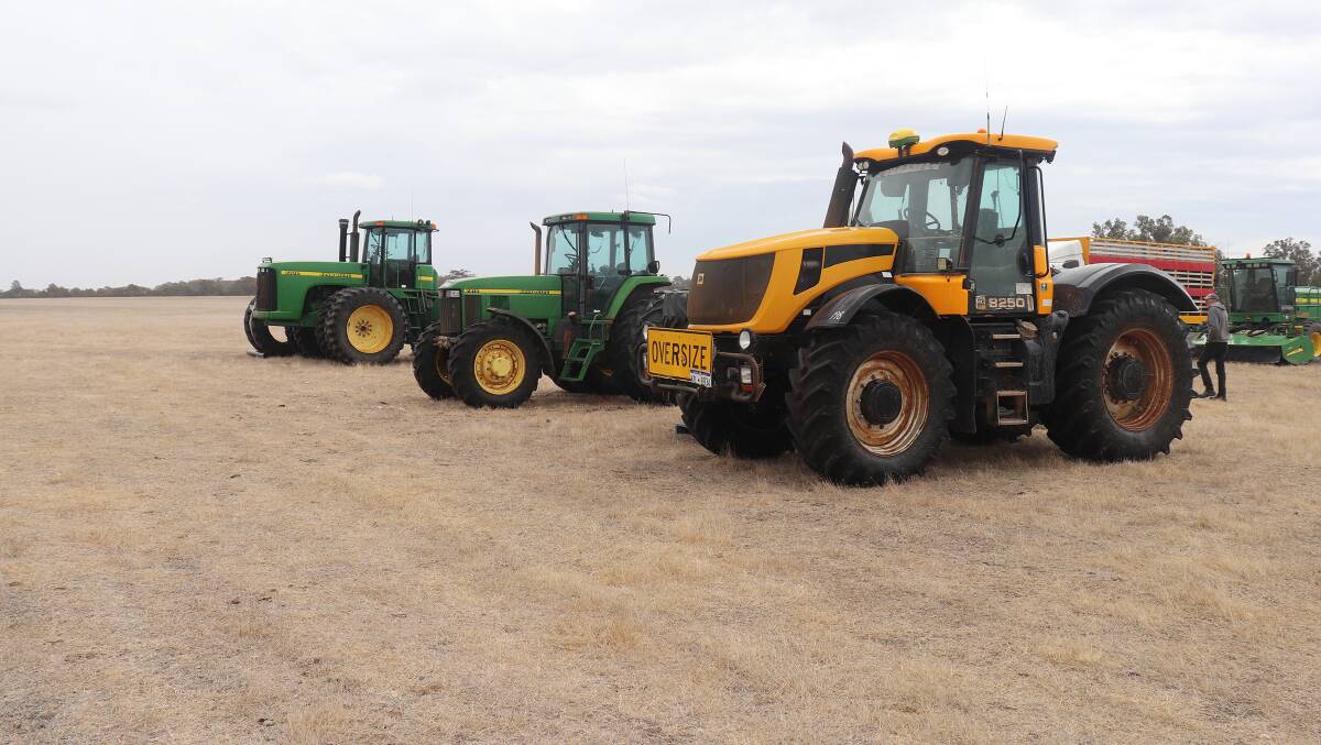 The two John Deere tractors were both purchased by phone bidder Andrew Herbert, Hercon Ag, Forbes, New South Wales, while the yellow JCB Fastrac went to a local buyer.