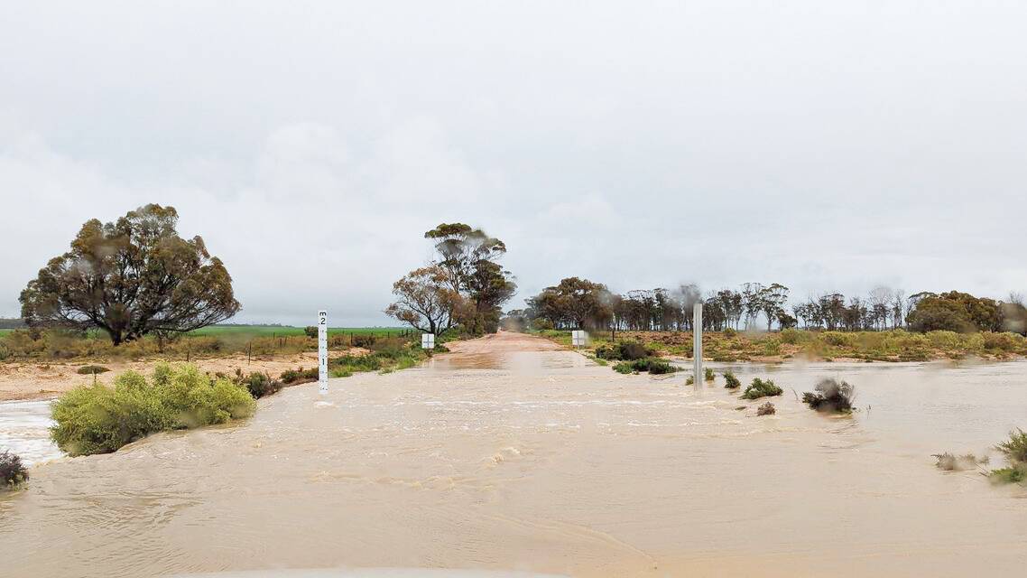 Floodways at Doodlakine were full after more than 60mm of rain between 6pm Monday night and lunchtime on Tuesday. Photo by Caleb Levy.
