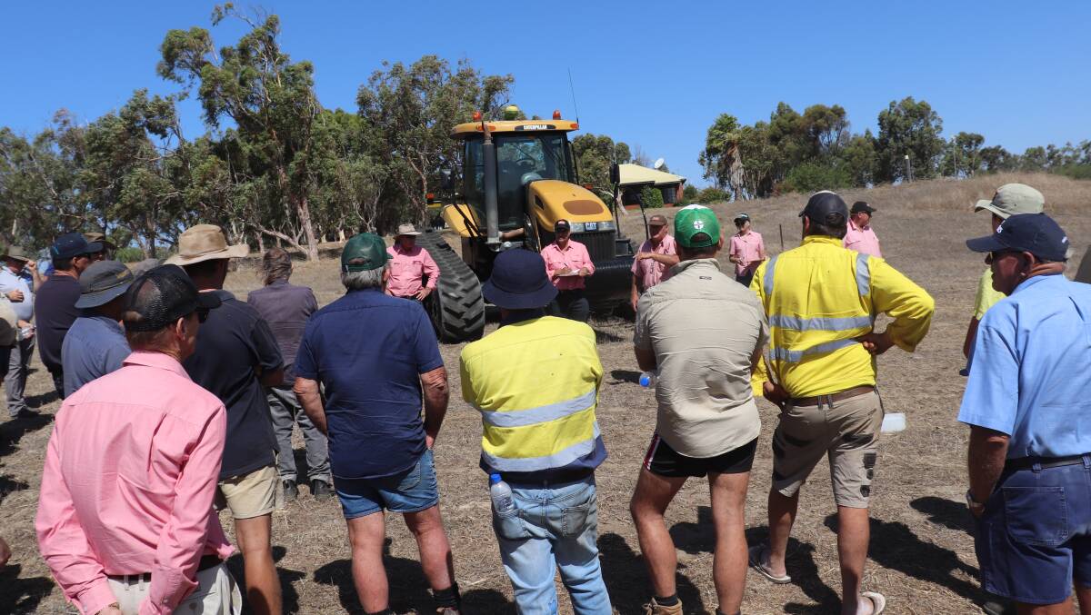 The top-priced lot at the Foster's clearing sale at Mt Horner last week was this 239 kiloWatt (320 horsepower) Caterpillar Challenger T765 tracked tractor which sold for $106,000 to JR & NG Patience, Geraldton. Elders auctioneer Gary Preston dropped the price a bit to stir up some interest before some competitive bidding started.
