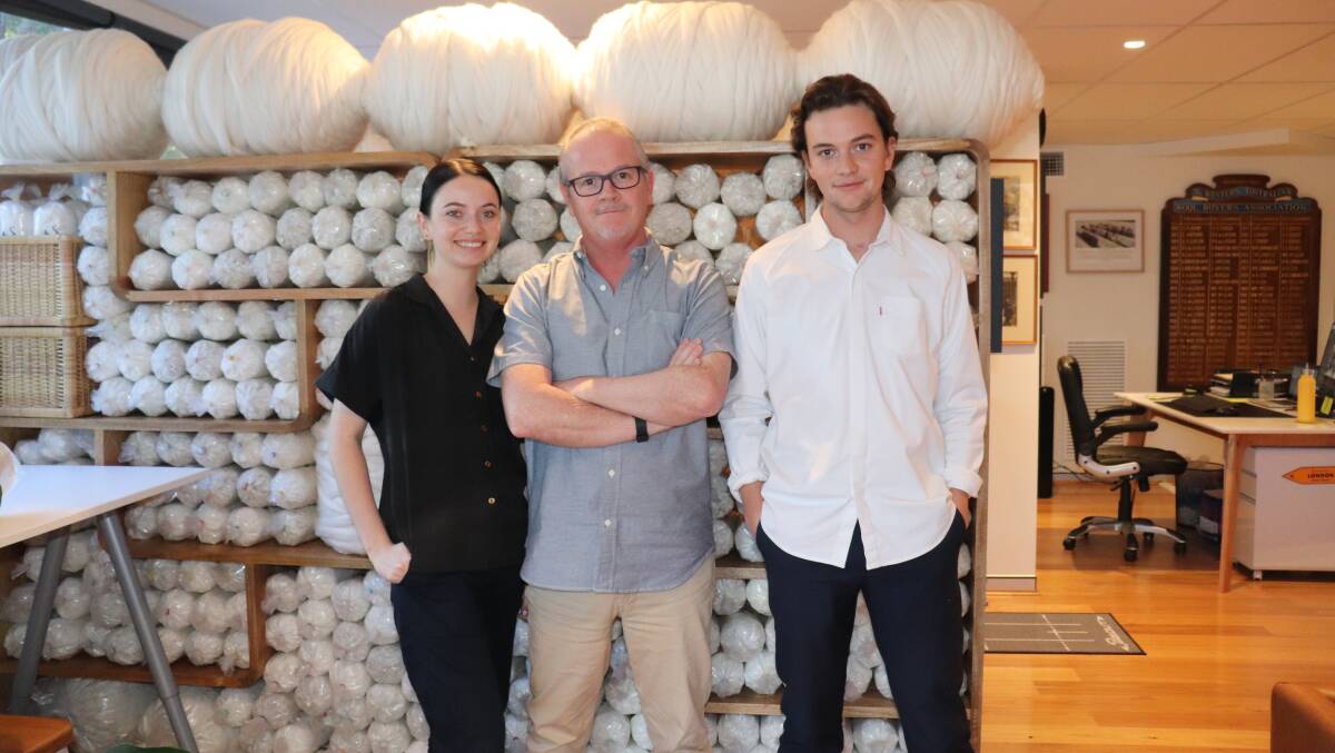 Swan Wool managing director Paul Foley with daughter Georgie and son Max who have joined the family company.