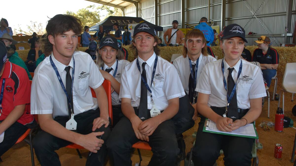Waiting for the results of the challenge were year 12 WA College of Agriculture Cunderdin students Jake Faulkner (left), Bella Gomersall, Blake Hudson, Cooper McCuish and Elsie Cardew.
