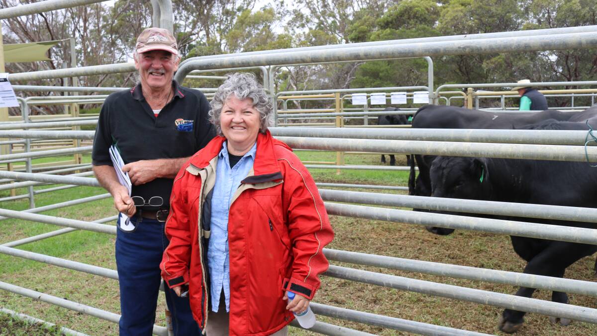  Volume buyers Greg and Anne Bennett, Levens Cattle Co, South Stirling, pictured in the lanes at Coonamble last week.