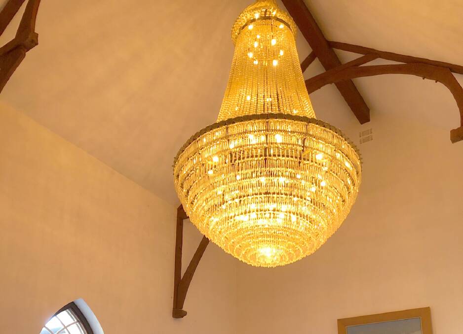  The grand chandelier hangs in the chapel room and measures 2.7 metres by 1.5m.
