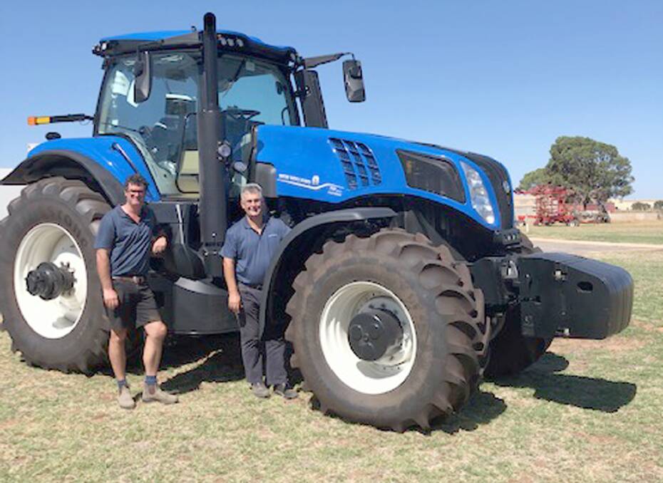 McIntosh & Son, Geraldton, sales manager Josh McBeath (left) and branch manager Craig Ajduk with one of the New Holland T8 models that will be featured at the roadshow.
