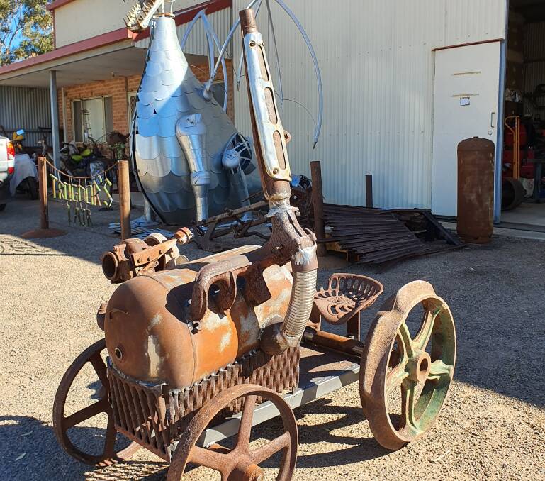 The latest creation a tractor made from used farm machinery and scrap metal, a piece Peter James hopes will be utilised for children to play on and around.