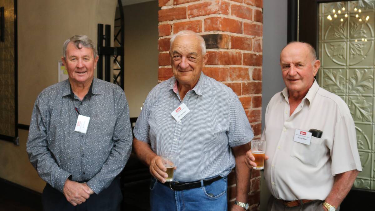 Southern region former stockies Neil Foale (left), Boyanup, Phil Musitano, Brunswick and Rusty Miller, Harvey, found plenty to chat about.