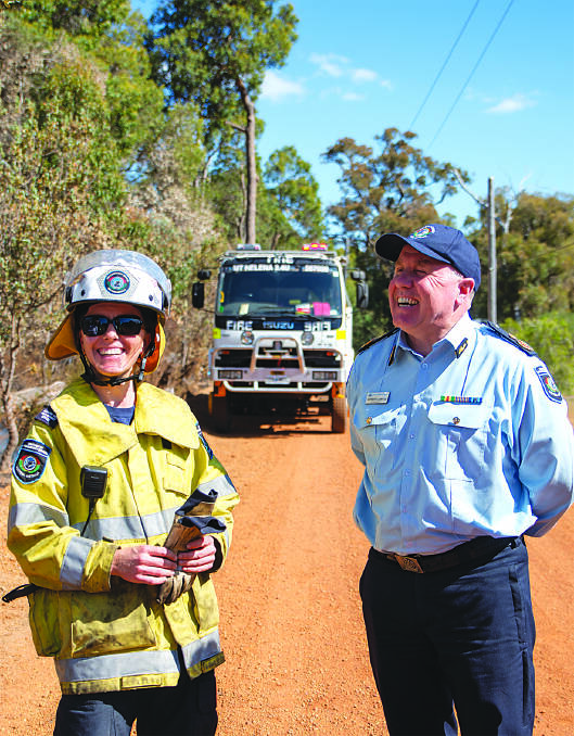 Bushfire Risk Management Officer Metro North East Mellanie Culhane and DFES Commissioner Darren Klemm visiting a Crown land prescribed burn at Mount Helena in October 2019.