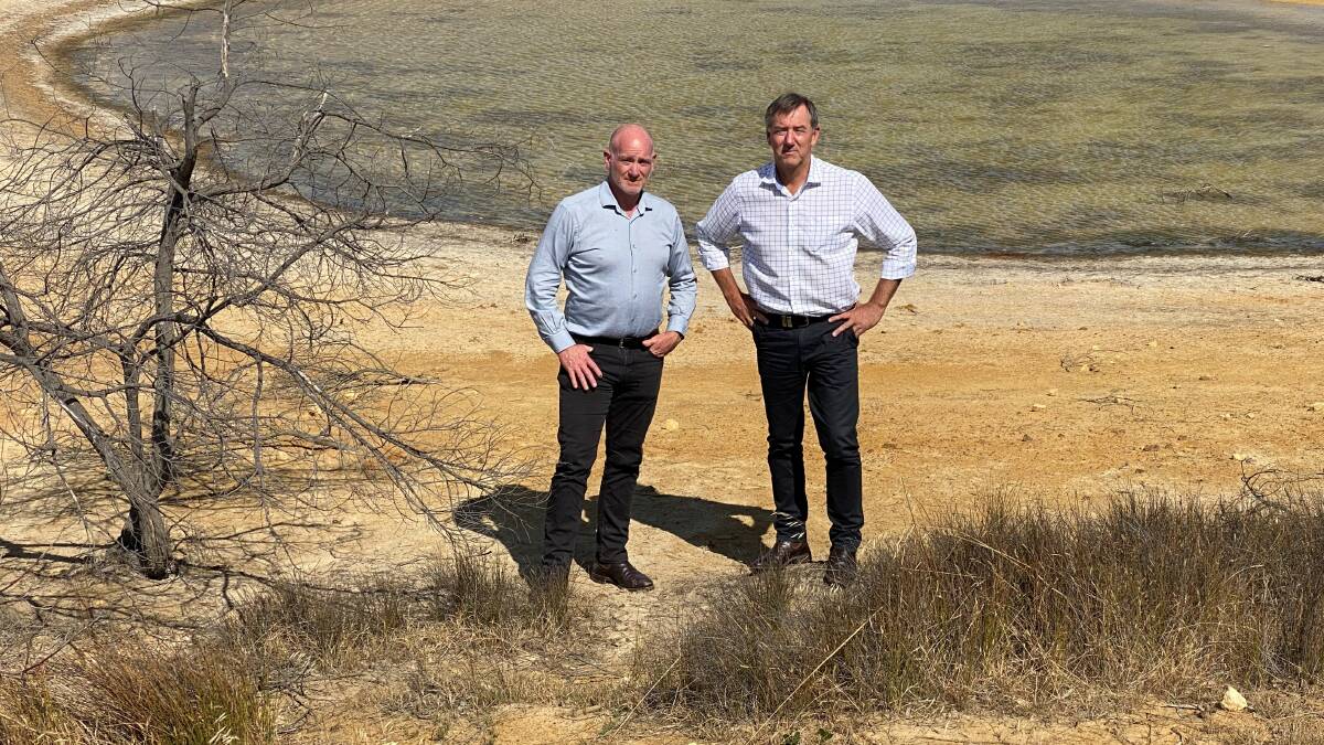 The Nationals WA Agriculture spokesman Colin de Grussa (left) and Roe MP Peter Rundle have promised to reinstate the Farm Water Rebate Scheme.