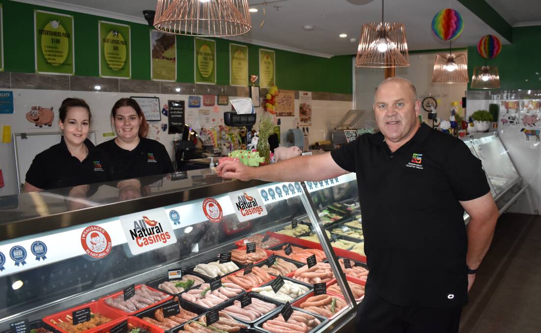 Natalie La Macchai (left), Natalia Macri and Paddy Sims in the shop front at Bassendean Gourmet Meats situated in the Hawaiians Bassendean shopping complex.
