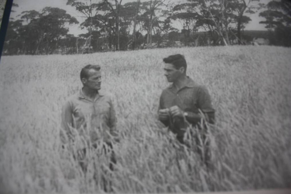 A young Mr Ingleton (right) with a local farmer Ted Shipway, circa 1950s. Photo: Beacon the beginning, by Marilyn Dunne.