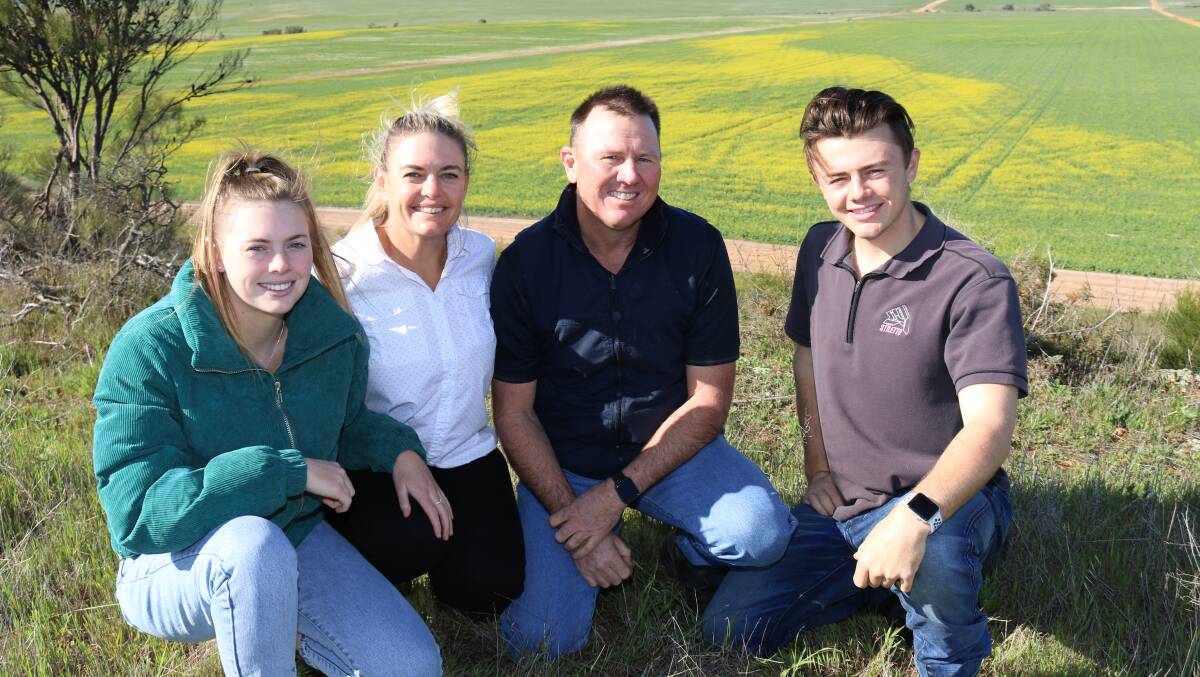Cherie (second left) and Stuart Smart with children Elizabeth and Samuel sold their 22,192 hectare cropping property Erregulla Plains, Mingenew, to Daybreak Cropping. The sale price of $97.62 million is the most valuable broadacre property sale in WA history.