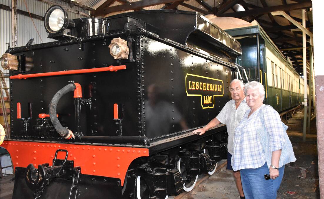 South West Rail and Heritage Centre volunteer Don Brett and secretary Debbie Pickston with the Leschenault Lady.