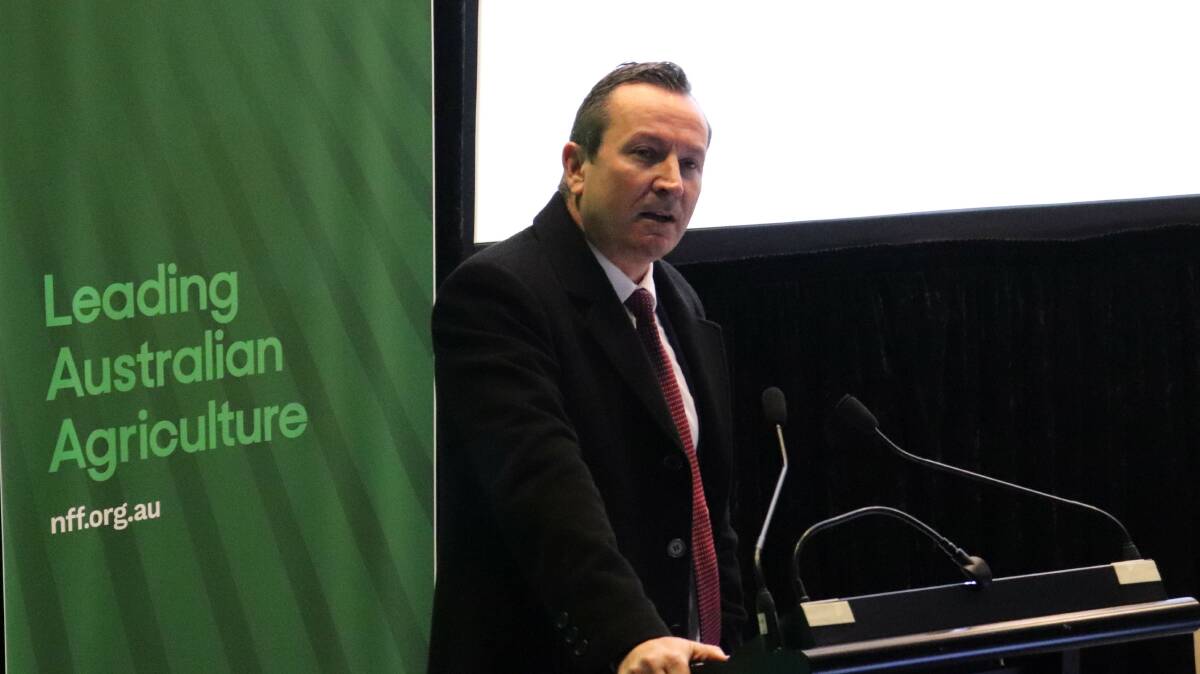 WA Premier Mark McGowan speaking at the WAFarmers Livestock and Grains Forum in June this year.