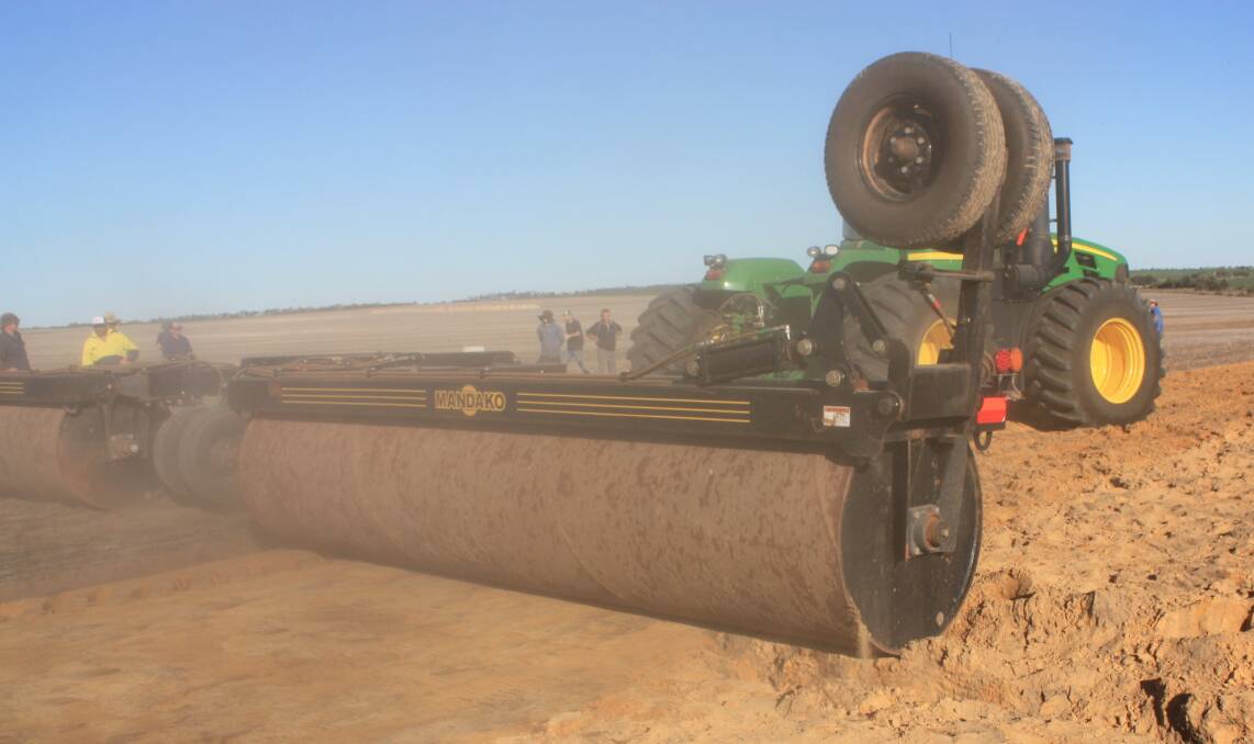 This Mandako roller was used to level out soil after the pass by a Plozza Plow.