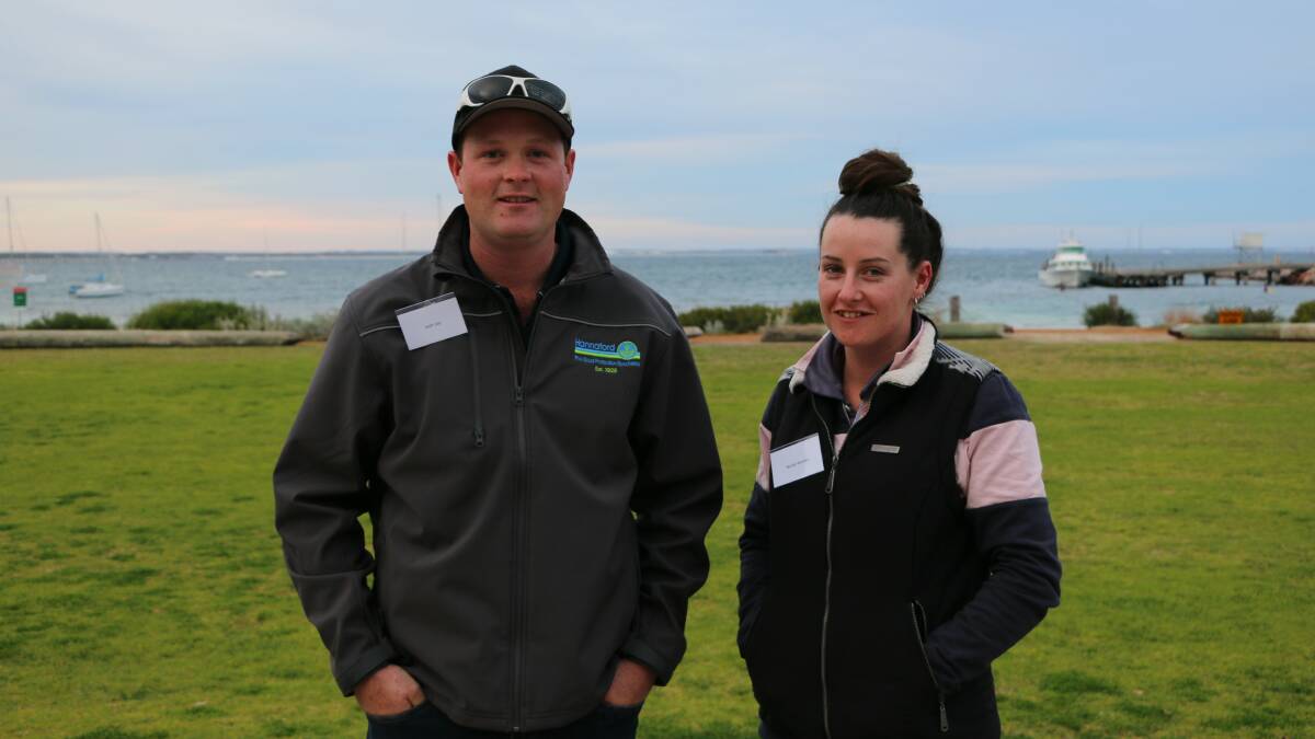  Josh Lay (left), Coolindown Farms and Nicole Warner, sheep manager Coolindown Farms, enjoying the view during the break at the ASHEEP conference.