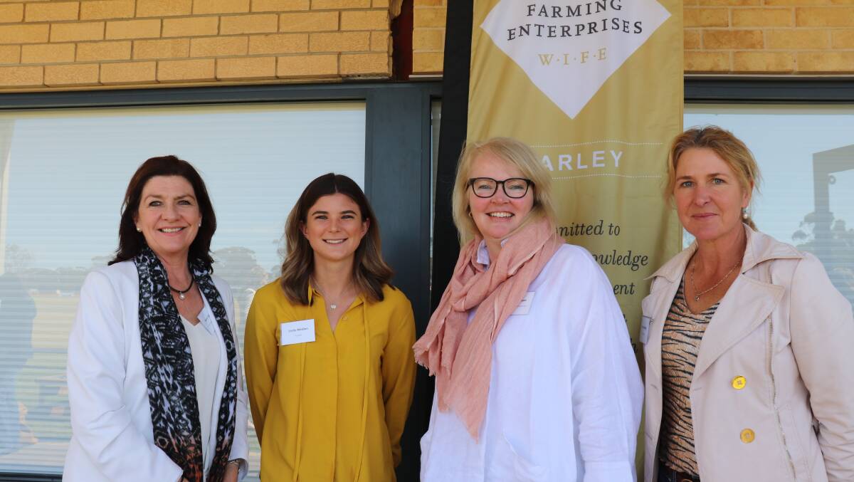  Great Southern Grammar head of Michaelmas boarding house Jenny Colgate (left), Curtin University agribusiness student Jordy Medlen, Great Southern Grammar director of community relations Claire Hanson and Kylie Dowling, who runs a cattle export depot at Popanyinning.