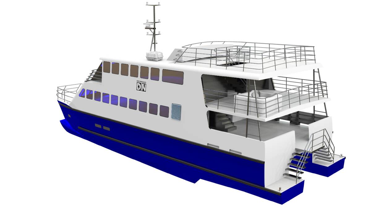 When completed, the 24-metre catamaran will feature nine double or twin cabins, each with an ensuite, plus a hot tub, bar, sundeck, dining, lounge and living room, split up over three decks.