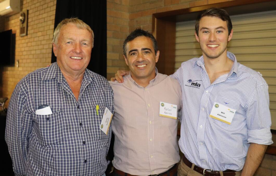 Producer Greg Sudholz (left), Harvey, meat industry specialist Rafael Ramirez and Meat and Livestock Australia business development officer Will Atkinson.