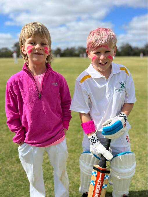 Broomehill under 13s cricketers Theo Bignell (left), with Tom Sheridan, Tambellup.