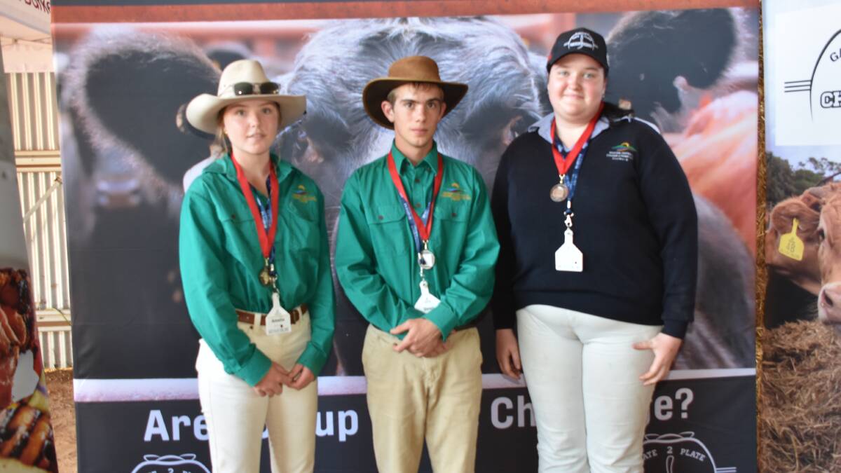  WA College of Agriculture Harvey students Amelia Addison (left) and Sean Walker placed first and second in the all topics quiz while third place went to Lily Moody, WA College of Agriculture Denmark.