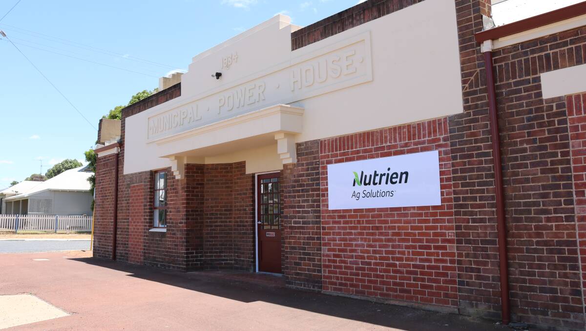 The streetscape of the Nutrien Ag Solutions building in Narrogin which was the town's former pump shed.
