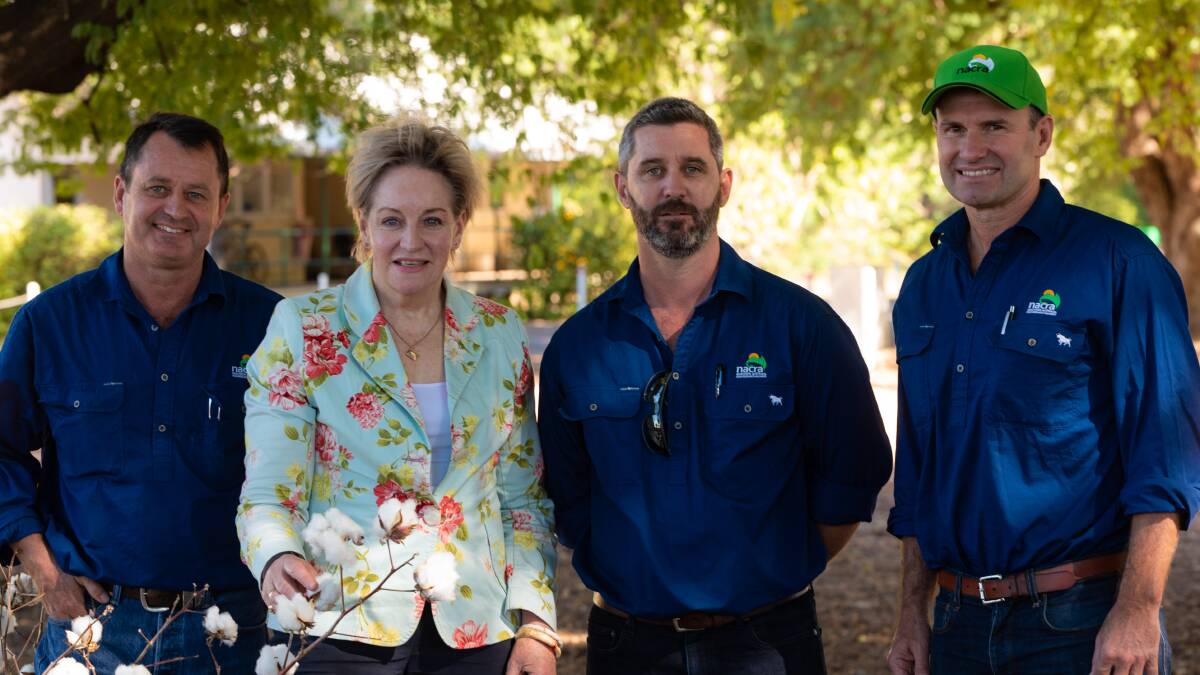 Agriculture and Food Minister Alannah MacTiernan with NACRA board members Jim Engelke (left), David Cross and John Foss at the recent field day.