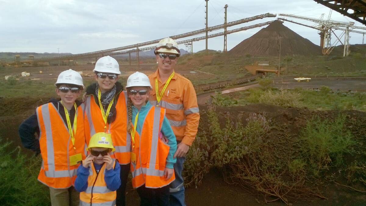 Nigel Haines, with his wife Robina and three children, Jaxon, Savannah and Orlando at the Yandi mine where he died, only a couple of months before he died when getting ready for work one morning.