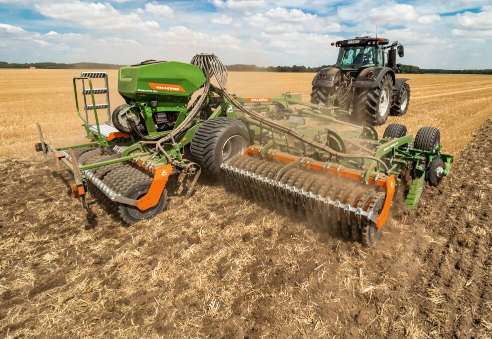 AMAZONE's new GreenDrill universal seeder is designed for one-pass sowing and is linked to the company's trailed cultivators.