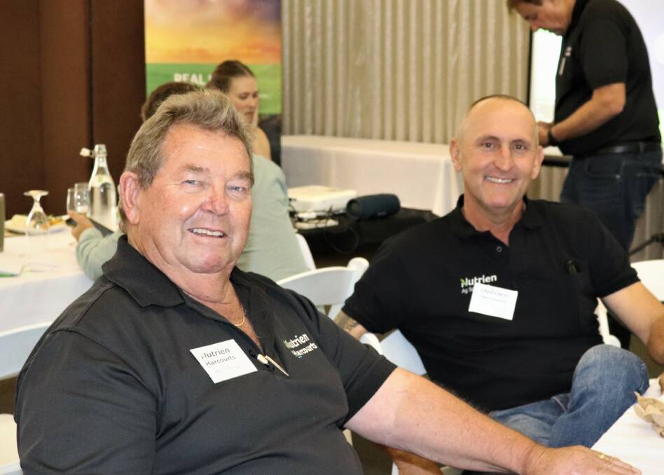 Sales representatives Kevin Manuel, Bolgart and Craig Walker, Geraldton caught up.