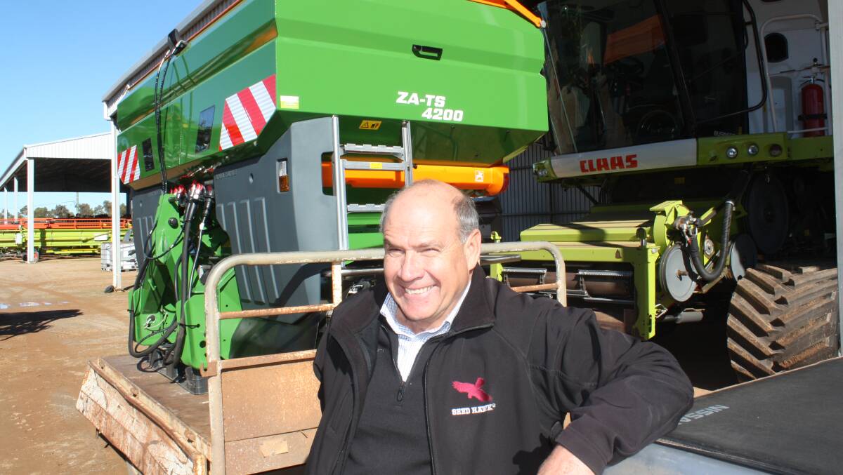  "I'm back", was the greeting to Torque when he entered CLAAS Harvest Centre (CHC), Katanning, last week. The cheery face of Paul Wells was hard to miss as he loaded up this three-point linkage Amazone spreader for a Kojonup farmer. According to Paul, this spreader will be put straight to use for in-crop urea spreading. "It has a 4200 litre capacity and comes with variable rate and section control," he said. "We can fit an extender bin on front-linkage to boost capacity to 8400L with product transfer via a hose to the spreader." 
