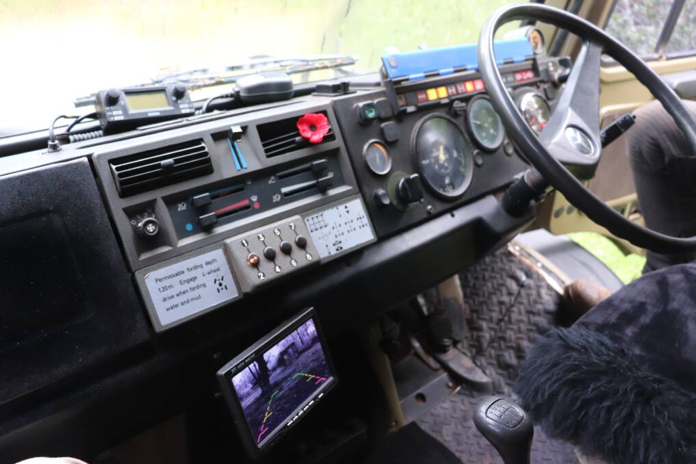 The Unimog cabin is a basic set up which has been added to with reversing camera, navigation and extra communication systems.