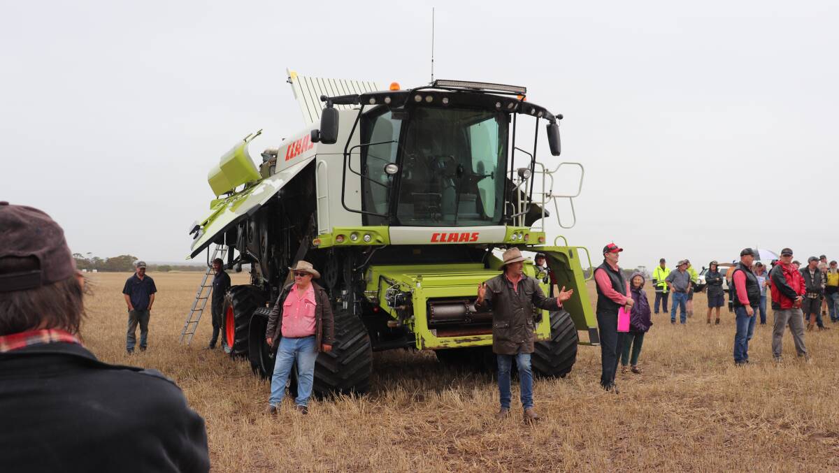 The top-priced item at the Elders Boxwood Hill clearing sale was this 2017 CLAAS Lexicon 770TT header with a 2009 MacDon D60 45' header front with trailer, which sold to a Kojonup buyer for $505,000.