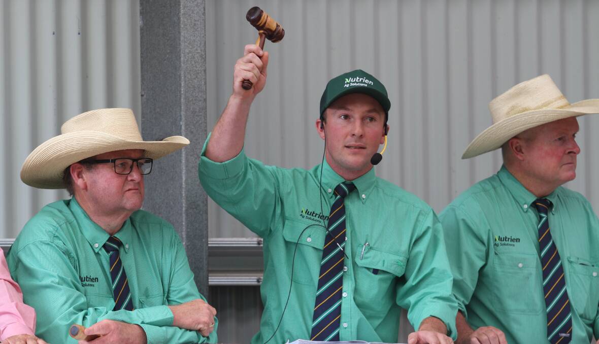 Nutrien Livestock Gnowangerup representative James Culleton (centre) will represent WA in the ALPA National Young Auctioneers Competition at this year's Sydney Royal Easter Show.