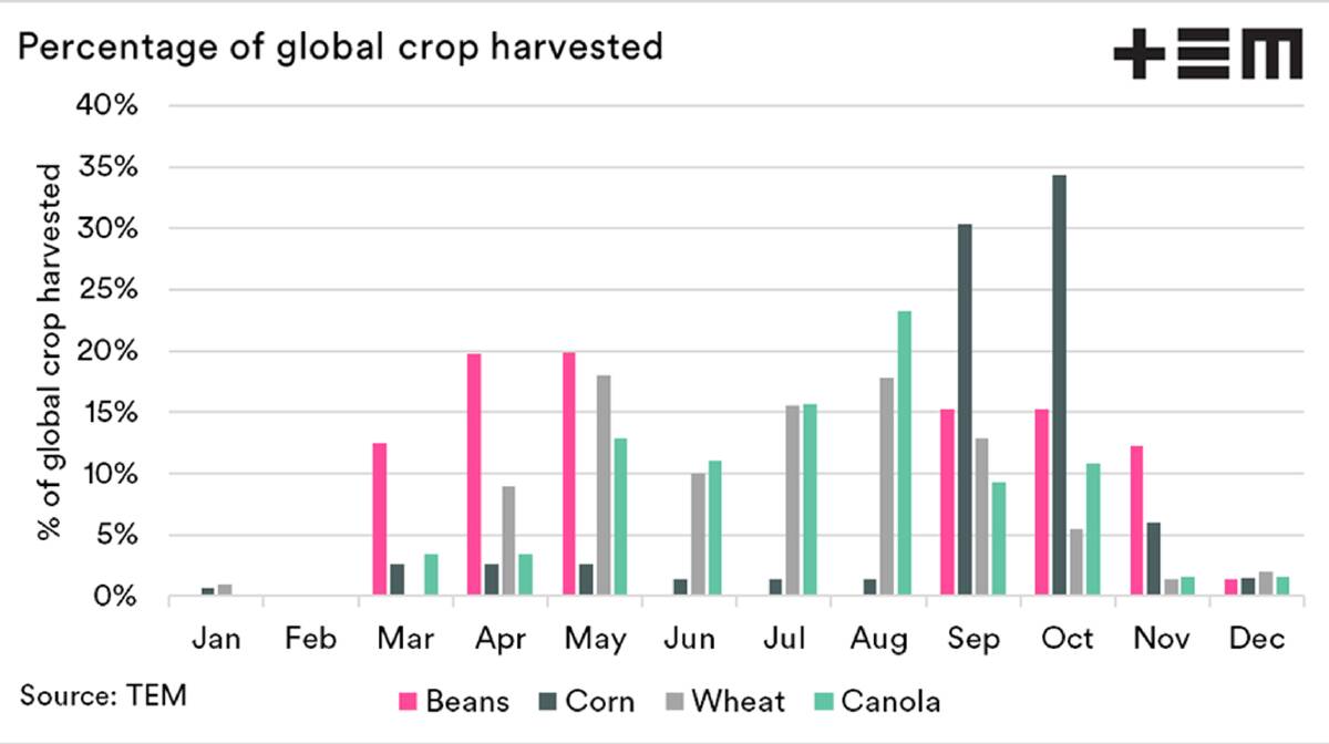 Chart 1  when grains around the world are harvested each year.