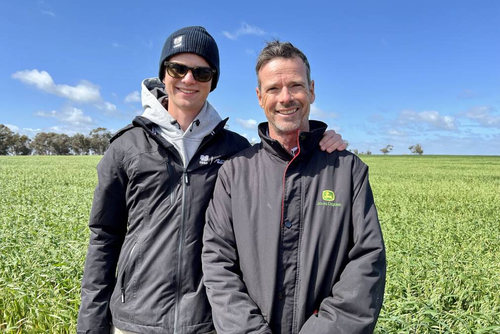 Highbury growers Jack (left) and Stuart Moyes, who believe a lot more work needs to be done in the breeding space in order to bring new oat varieties, particularly for milling, onto the market.