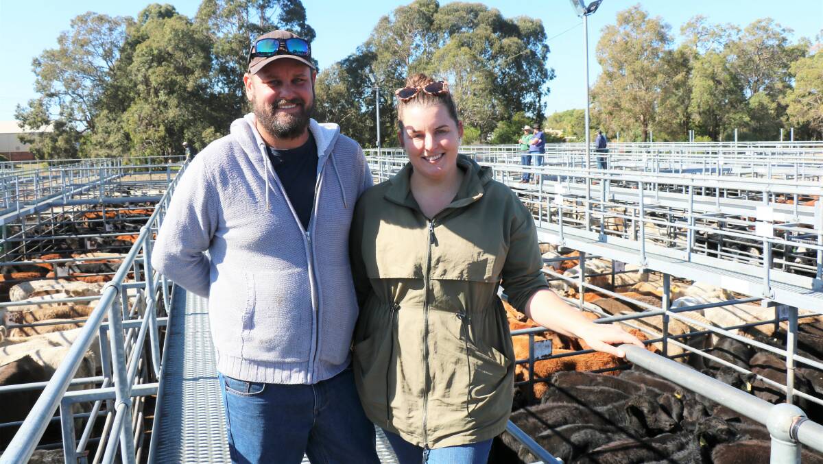 Stuart and Tess Saggers, Stirling Estate, Peppermint Beach, came to the sale to buy some cattle, taking home a couple of pens of young beef steers costing up to $1671.