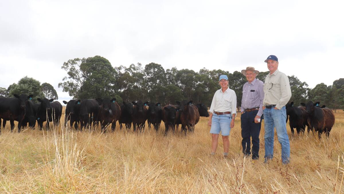 Metricup beef producers, Amanda Payne, with her father Tim Walker and husband Paul.