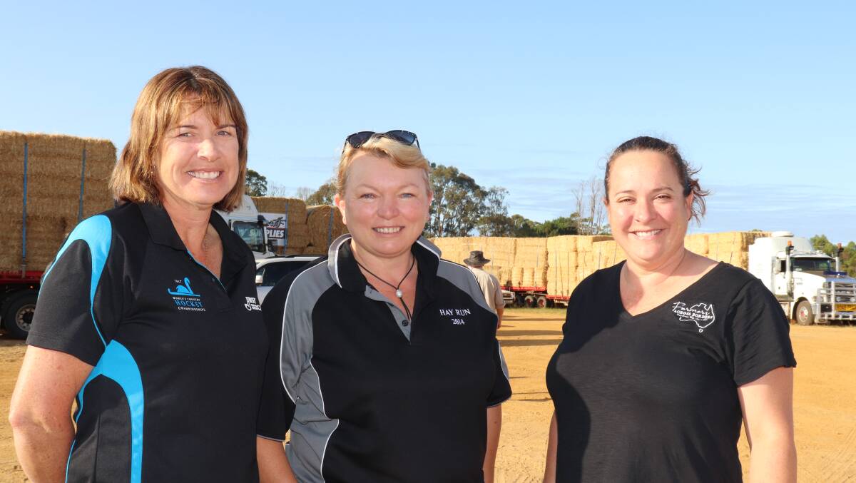 On the morning when the convoy left Esperance were farmers Sonia Scott (left), Coomalbidgup and Elaine Egan, Scaddan with trucking business owner Mary Rolland, Dalyup.
