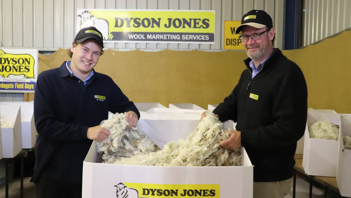 Sam Howie (left), is following in the footsteps of his father Peter, in entering the wool marketing industry as a trainee.