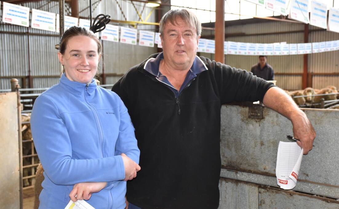 Chloe and father Gavin Elsegood, Mingenew, were among the biggest buyers at the Nepowie on-property ram sale last week. They bought 15 rams and paid up to $3900 and paid $3000 or more eight times.