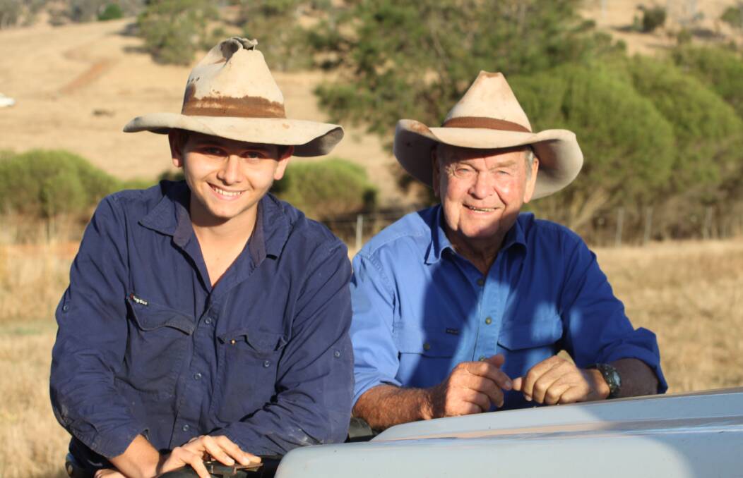Guest speaker Les Parsons (right) with his grandson Chris Parsons, has been running Santa Gertrudis cattle for 50 years.