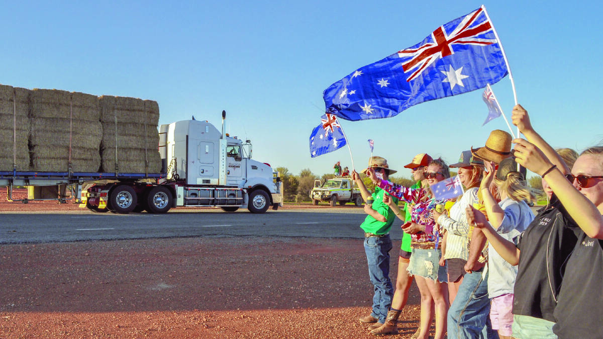 Australians joined to help their compatriots affected by drought and bushfire this year, including the Farmers Across Boarders crew of volunteers, who received a warm welcome to Meekatharra on Australia Day, as they delivered 1200 tonnes of hay and straw to the area's drought-hit farmers after an epic 1300 kilometre road trip from Esperance.
