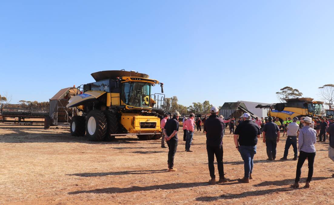 A New Holland header with 363 rotor hours topped the Elders clearing sale at Kulin last week at $440,000 sold to SD & MT Lucchesi, Kulin. Bidders were slow to enter the race, making Elders auctioneer Dean Hubbard work for the price. One bidder was disappointed he missed out but the price was just to high for his liking.