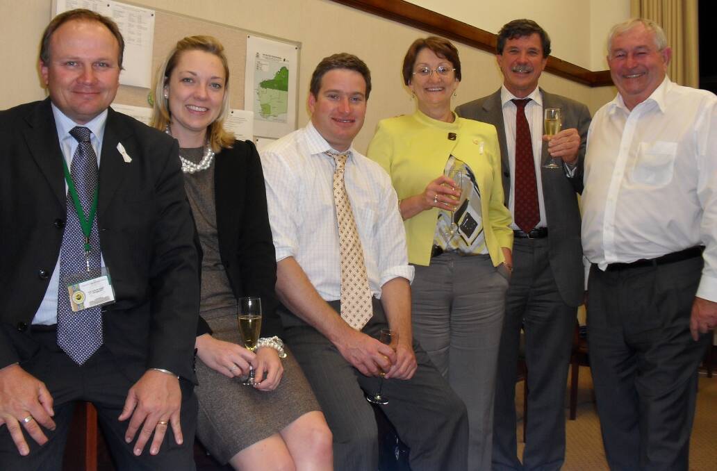Members of The Nationals WA party in 2009 at the announcement of the historic Royalties for Regions program: (L-R) Colin Holt, Mia Davies, Brendon Grylls, Wendy Duncan, Phil Gardiner and Max Trenorden.