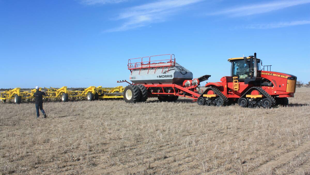 The Versatile 620 Delta Track in action towing a new Seed Storm seeding bar which is sold through McIntosh & Son branches.