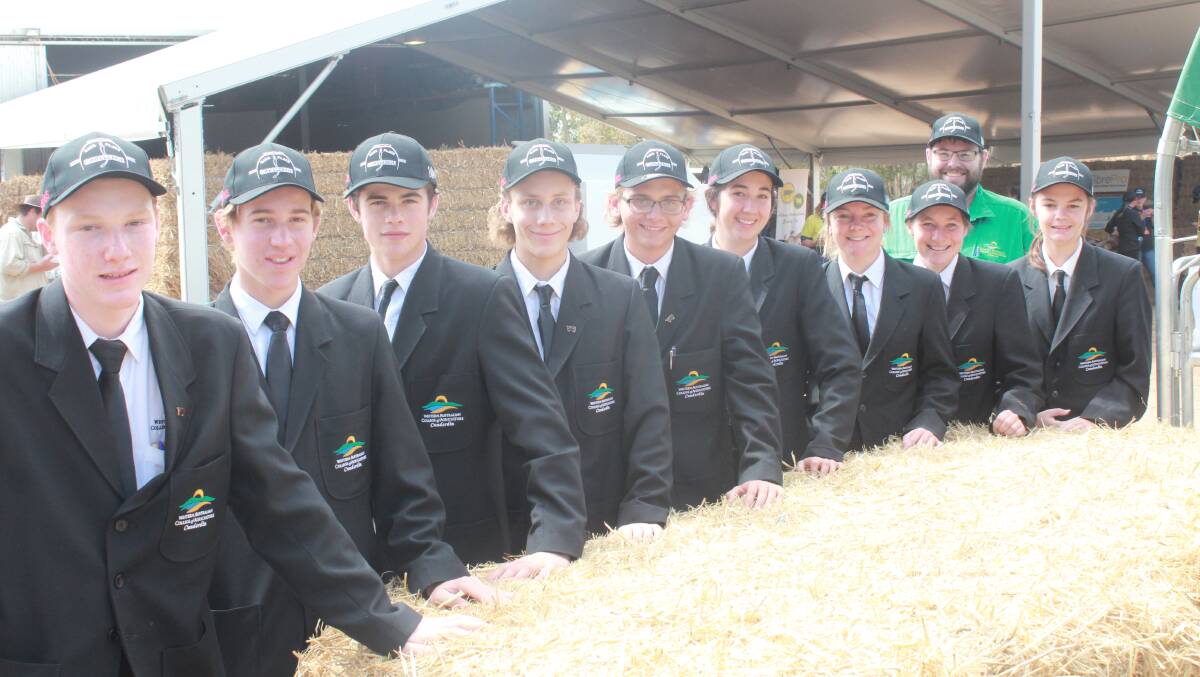 Members of the WA College of Agriculture, Cunderdin, team at this year's Harvey Beef Gate 2 Plate Challenge included Tim McLean (left), Mason Patience, Jarrod West, Walker Zweck, Kris Parsons, Oaklee Treasure, Erin Hourigan, Ashlee Topham and Maddi West with teacher in charge Shaun Byrnes.