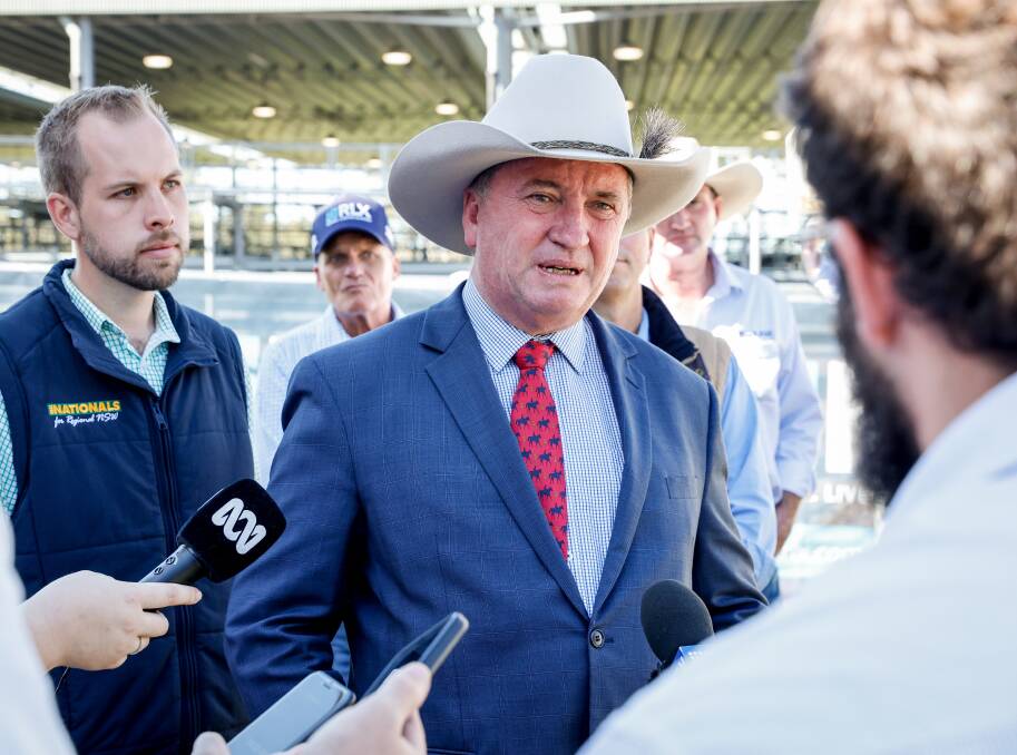 MONEY A MUST: Barnaby Joyce, pictured at the Hunter Regional Livestock Exchange, said more biosecurity money would be need to keep foot and mouth out.